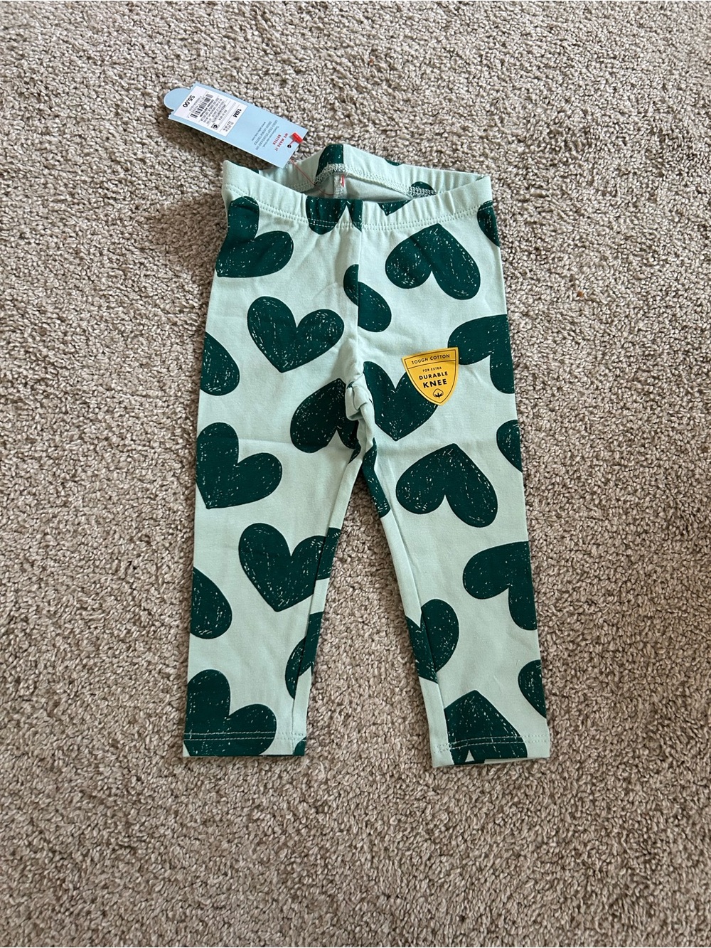 Cat & Jack 18 Month Green Heart Print Leggings NWT